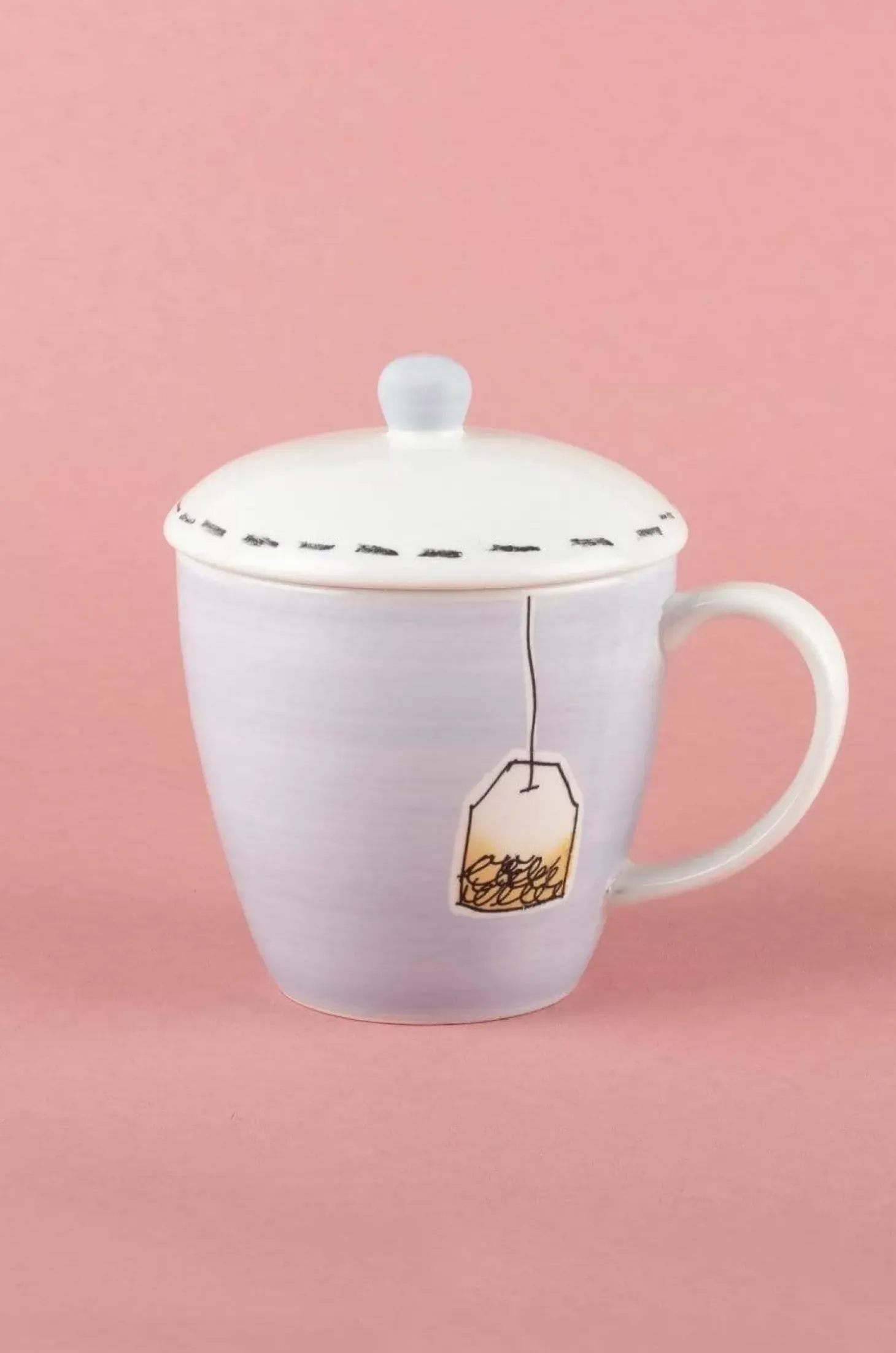 Tea Time Handpainted Mug With Lid