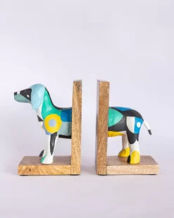 Technicolour Toto Wooden & Paper Mache Handpainted Bookends