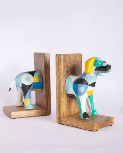 Technicolour Toto Wooden & Paper Mache Handpainted Bookends