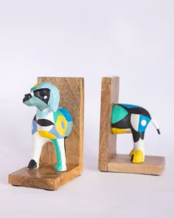 Technicolour Toto Wooden & Paper Mache Handpainted Bookends