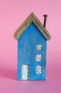 Tiny Homes Wooden Paperweight - Blue