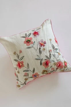 Zoey Hand Embroidered Cushion Cover- Blossoms