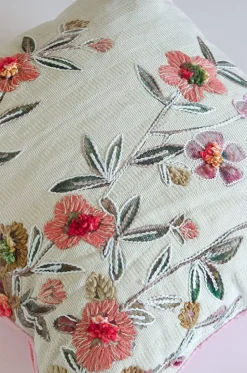 Zoey Hand Embroidered Cushion Cover- Blossoms